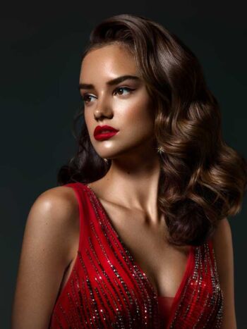 Schaeffer Studios Beauty Photographer for Hola Magazine Featuring Angela Rado Red Dress