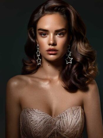 Schaeffer Studios Beauty Photographer for Hola Magazine Featuring Angela Rado Star Earrings