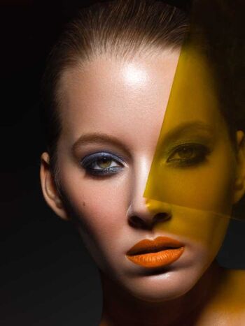 Schaeffer Studios Beauty Photographer for Marie Claire Featuring Elizabeth Siemcyk Yellow Gel