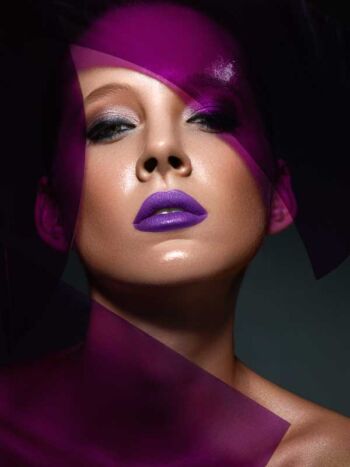 Schaeffer Studios Beauty Photographer for Marie Claire Featuring Elizabeth Siemcyk Purple Gel