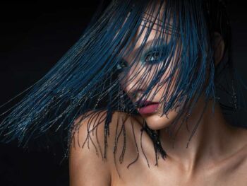 Schaeffer Studios NYC Beauty Photographer Featuring Allie Lewis for Pandora Magazine Rhinestones Aqua Eyeshadow