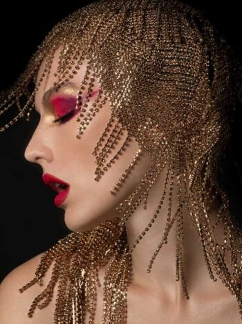 Schaeffer Studios NYC Beauty Photographer Featuring Allie Lewis for Pandora Magazine Red/Gold Eyeshadow