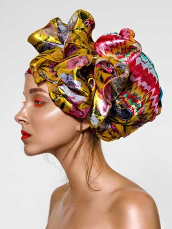 Schaeffer Studios New York Beauty Photographer Featuring Elizabeth Siemczyk for L'Officiel - Yellow and Red Scarf