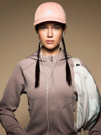 Schaeffer Studios Athletic Sports Photographer Featuring Deirdra Martin for Elle Magazine - Adidas Hat, Nike Bag