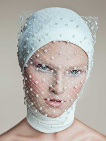 Schaeffer Studios Beauty Photography Featuring Nikki Reynen for Grazia Bulgaria Wearing Pearl Veil