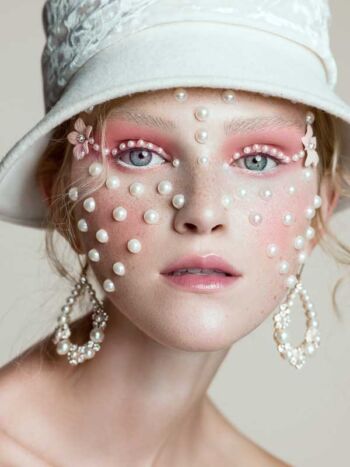Schaeffer Studios Beauty Photography Featuring Nikki Reynen for Grazia Bulgaria Pearl Eyeliner and Hat