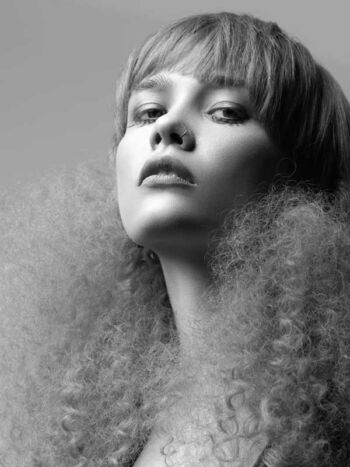 Schaeffer Studios New York City Beauty Photographer Featuring Mercedes Hurzeler for L'Officiel - Curly Hair Chin Up