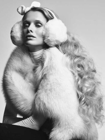 Schaeffer Studios NYC Fashion Photographer Featuring Tereza Bouchalova for L'Officiel Wearing Fur Coat by Daniel's Leather and Fur Earmuffs by Simplicity