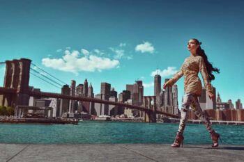 Schaeffer Studios NYC Fashion Photography For Basic Magazine Featuring Laihany Pontón by Brooklyn Bridge