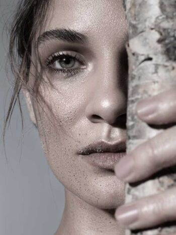 Schaeffer Studios NYC Beauty Photographer Featuring Rosa Gough- Sand on face