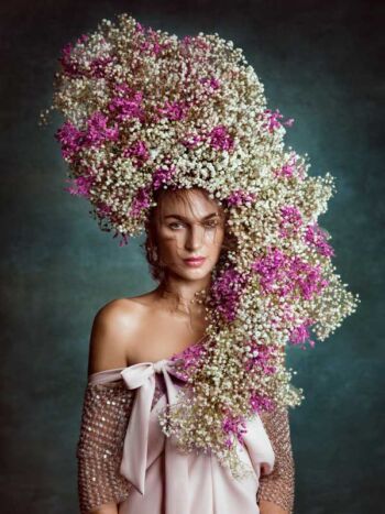 Schaeffer Studios Beauty Photographer for Nylon Featuring Julie Pallesena White and Purple Flower Headdress
