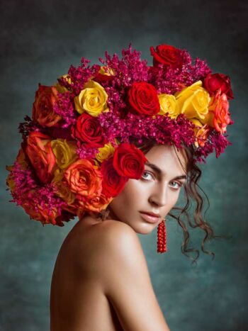 Schaeffer Studios Beauty Photographer for Nylon Featuring Julie Pallesen Rose Headdress